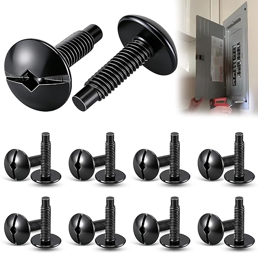 18 Pack Electrical Panel Screws for Square D Load Center, Zinc Coated Breaker Box Cover Screws, 1/4-Inch Thread Size Compatible with QO & Homeline Panels/Siemens & Murray Panel Screw (Black)