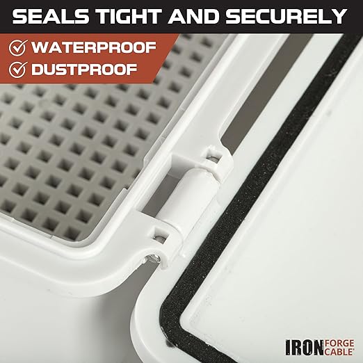 Iron Forge Cable Outdoor Junction Box with Mounting Plate & Complete Accessories - 11.6 x 7.6 x 5.6 in, Dustproof Waterproof Universal Hinged Enclosure Light Gray