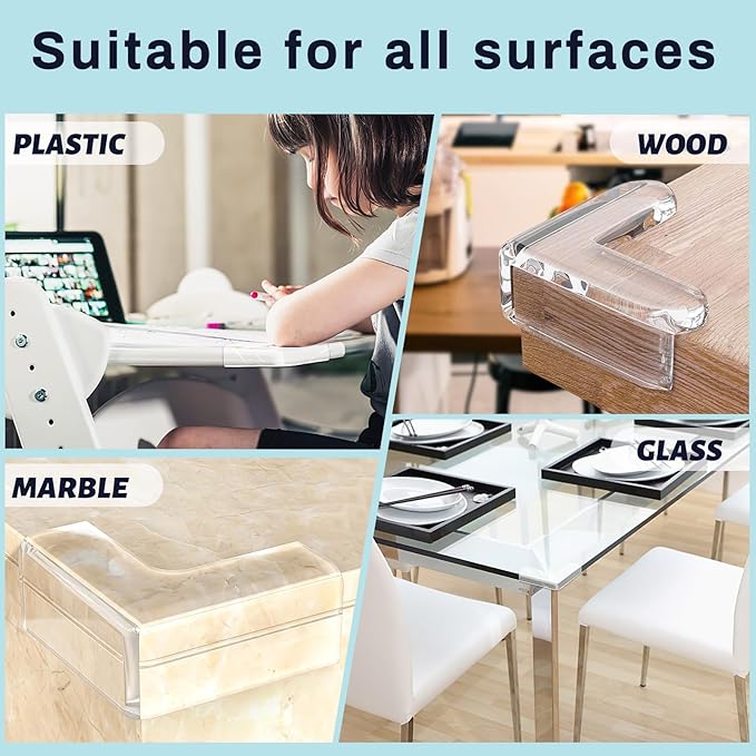 12 Pack Table Protectors, Corner Protector for Baby, Clear Furniture Corner Guards & Edge Safety Bumpers Cushion to Cover Sharp Furniture & Table Edges (12 Count (Pack of 1))