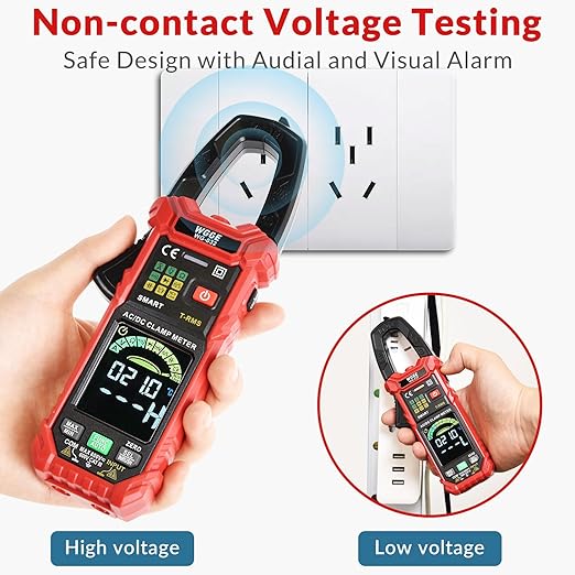 WGGE WG-032 Smart Digital Clamp Meter 6000 Counts T-RMS multimeter Auto-Ranging Voltmeter Amp Meter with AC/DC Current &Voltage NCV/Live Wire Inrush Resistance Diode, Built-in HD Color Screen
