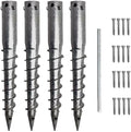 Ashman Ground Screw Round Posts (4 Pack), Outdoor No Dig Ground Screw Anchor with helical Spiral, 21" Inch Long - Fits Round Post & Flag Pole Base Ground Mount Screw in Post Stake, Mailbox Posts.