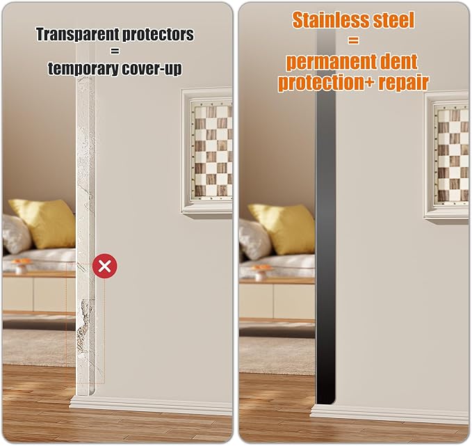 1x1x48 Inch 304 Stainless Steel Black Wall Corner Guards (10-Pack) Heavy Duty Rounded Corner Protector, Smooth Folded Edge Design for Wall Protection Stainless Steel Slab