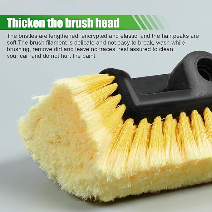 59" Car Wash Brush with Long Handle, No Scratch Soft Bristle Cleaning Brush, Extendable Windshield Cleaner Tool, Car Cleaning Kit for Boat, RV, Truck, House Siding, Solar Panel (Yellow)