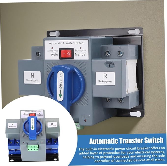 Automatic Transfer Switch, 110V Dual Power Generator Transfer Switch 50HZ/60HZ, Electronic Power Circuit Breaker