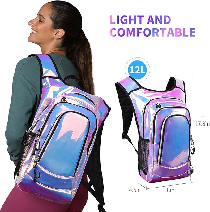 Hydration Pack, Hydration Backpack with 2L Hydration Bladder, Festival Essential Water Backpack, Lightweight Hydration Bag Hydropack Hydro for Running, Biking, Music Festival Gear, Rave