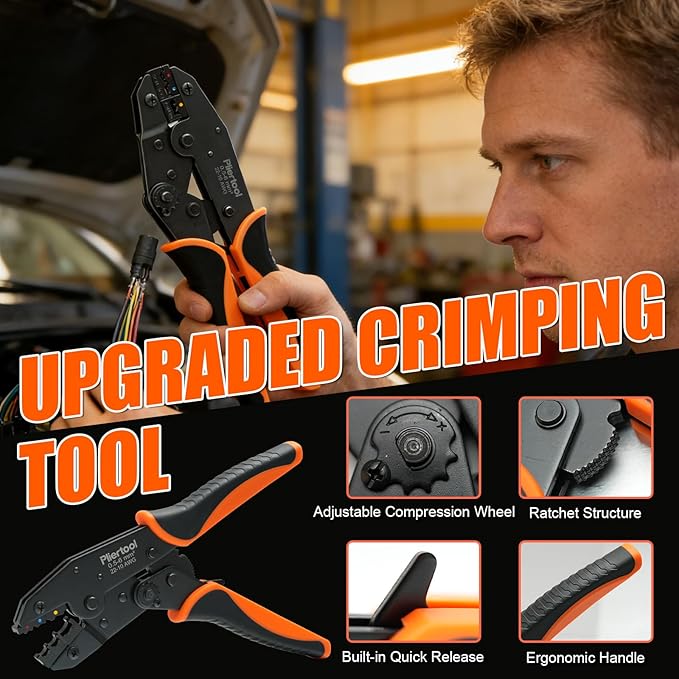 Crimping Tool for Insulated Electrical Wire Connectors AWG 22-10 Ratchet Crimper Tools Racheting Crimping Tools Available for Insulated Connectors and Wire Terminal
