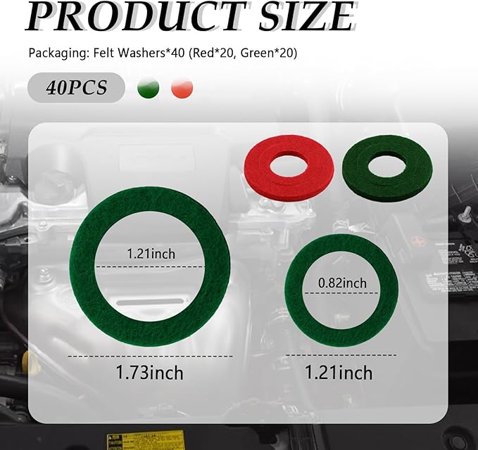 40PCS Felt Car Battery Terminal Protector,Positive and Negative Felt Washers for Car Battery Terminal to Extend Batteries Life,Durable Cars Batteries Protector Cars Accessories