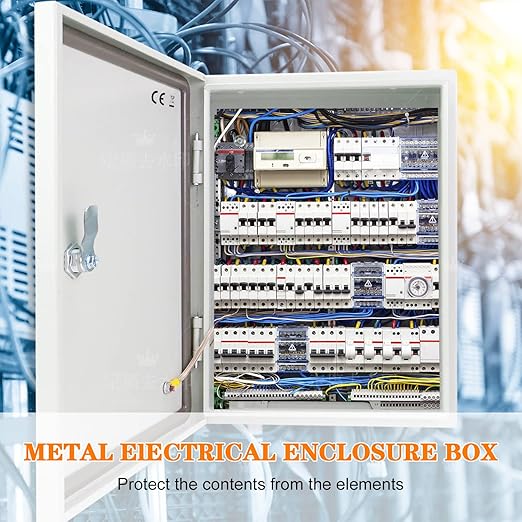 Outdoor Electrical Box 16 x 12 x 8'' NEMA 4X Enclosure Waterproof Steel Box Electrical Lockable Junction Box Outdoor Electrical Enclosure 16''