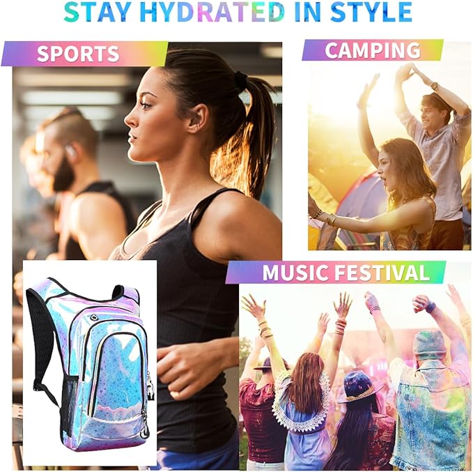 Hydration Pack, Hydration Backpack with 2L Hydration Bladder, Festival Essential Water Backpack, Lightweight Hydration Bag Hydropack Hydro for Running, Biking, Music Festival Gear, Rave