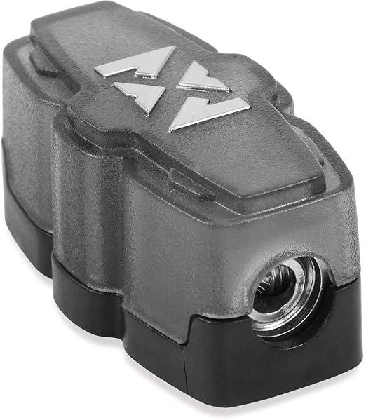 NVX XMFH48 4/8 Gauge Mini-ANL/MANL/AFS Inline Fuse Holder – World's Smallest – Forged Brass with Satin Chrome Finish & High-Temp Polycarbonate Cover – Car & Marine Audio Protection