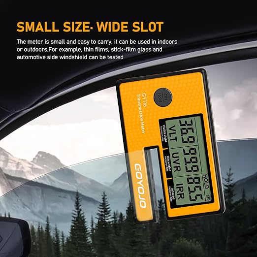 Labs Tint Meter Works on Side Windows, Digital Tint Solar Film Car Transmission Meter with Automatic Calibration, 3-in-1 Solar Film Meter VL UV IR Detection, for Automotive Window Tint Shop Stay Legal