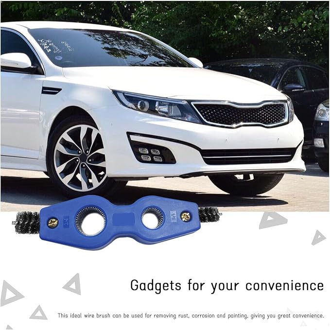 2 PCS Car Battery Terminal Cleaning Brush, 4 in 1 Anti-Rust Auto Battery Cleaner with Steel Wire, Universal Vehicle Battery Terminals Machine Parts Cleaning Tool Accessories (Blue)