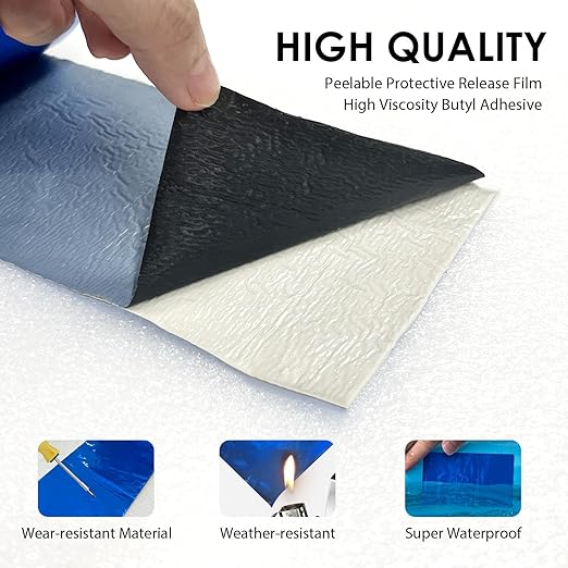 Blue Waterproof Butyl Tape, 2in x 33ft - W x L, All Weather Strong Adhesive Butyl Sealant Tape Metal Roof Repair for Pool Cover, RV Roof, Awning, Windows, Boat, Gutter Patch