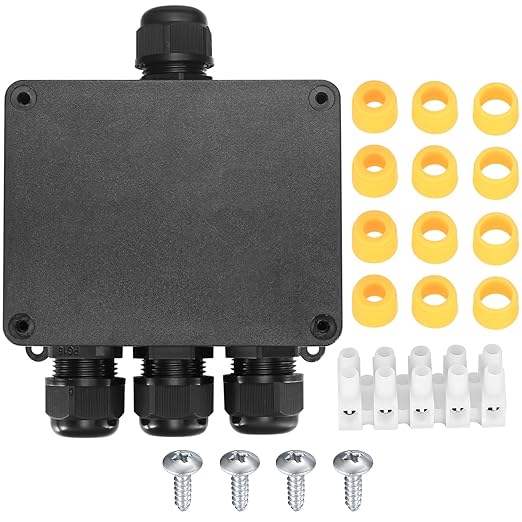 Electrical Junction Box, Waterproof IP68 4-Way External Junction Box, Cable Connector Box, Underground External Outdoor Junction Box for Wire Range 4-12mm (4.5" x 4.56" x 2" -1Pcs)