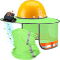 1 Set Sun Hard Hat with Solar Fan Shade Full Brim Hard Hat and Neck Sunshade Cover High Visibility Full Brim Mesh with Reflective Strip for Outdoor Summer Protection