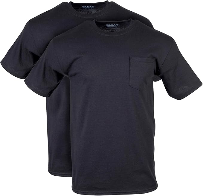 Gildan Unisex Adult DryBlend Workwear T-Shirts with Pocket, 2-Pack