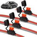 MulWark 4 Pack 10 Gauge Tinned Copper Marine Wire Waterproof IP67 Inline Fuse Holder Pigtail Blade Fuse Block Relay with 40AMP Automotive Fuses Set for Car Truck ATV Boat Motorbikes