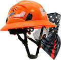 Full Brim Hard Hats Construction OSHA Approved with Visor-Vented Hard Hat with Neck Gaiter with Ear Loops,Safety Hard Hats for Men with Chin Strap ANSI Z89.1 Type 1 Class C,6-pt Suspension