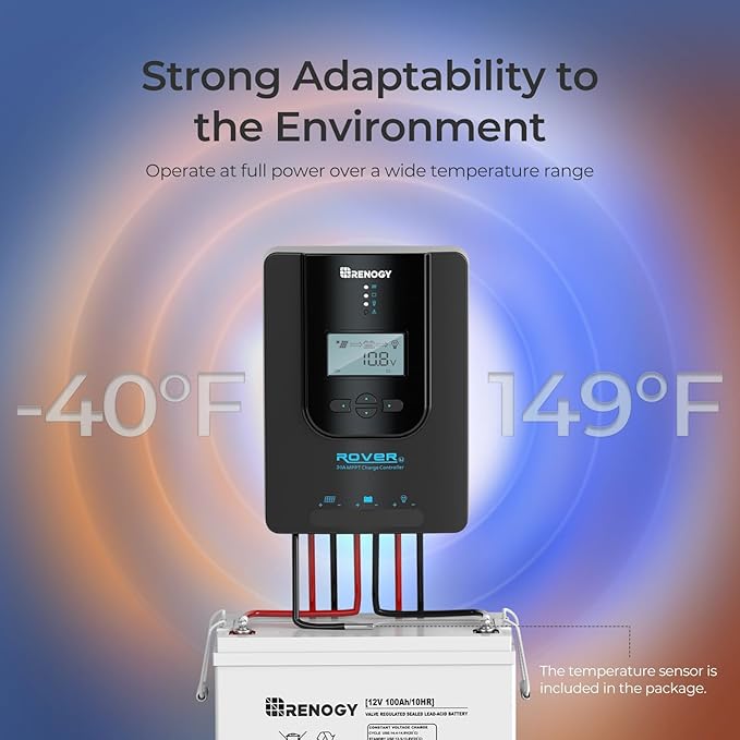 Renogy Charge Controller-Rover 30A MPPT 12V/24V Auto-Detect LCD Display | 99.9% Efficiency for Gel/Flooded/Lithium Batteries | Dual-Peak Tracking & Modbus Support (30A 12V/24V)