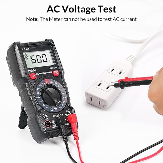 WGGE Digital Multimeter with Case, DC AC Voltmeter, Ohm Volt Amp Test Meter and Continuity Test Diode Voltage Tester for Household Outlet, Automotive Battery Test (Anti-Burn with Double Fuses)