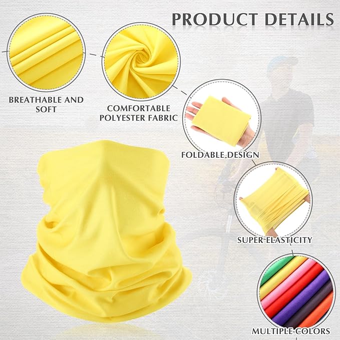 Bonuci 100 Pcs Neck Gaiter Bulk Seamless Neck Gaiter Face Coverings Breathable Elastic Headwear Bandana for Women Men