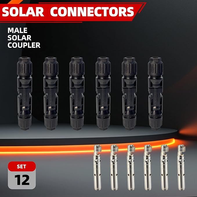 51 PCS Solar Crimper Tool Kit, Solar Panel Connector Crimping Tool with 24 Pairs Connectors,1 PCS Wire Crimper,2 PCS Multi-Functional Spanners Wrench for PV System Assembly and Installation