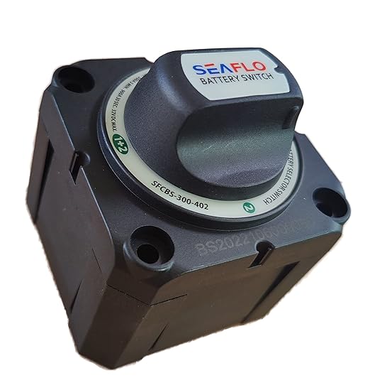SEAFLO 300A 4-Position Battery Disconnect Switch –12V/24V/48V Heavy-Duty Isolator Switch, OFF/1/2/1+2, IP66 Waterproof, Auto, Marine, Boat, RV, Car, ATV, CE & RoHS Certified (4-Positon |2-Pack)