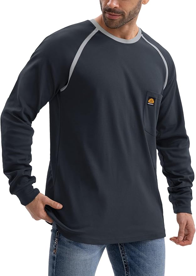 WORKWEYA 6.5oz Men's FR Shirts NFPA 2112 Lightweight Cotton Fire Retardant Shirt