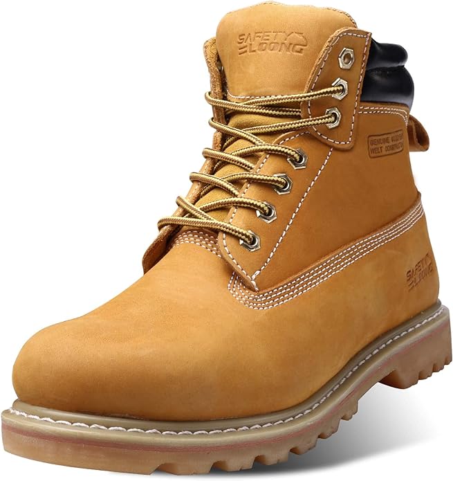 Work Boots for Men Waterproof Soft Toe Non Slip Comfortable Leather Workboots
