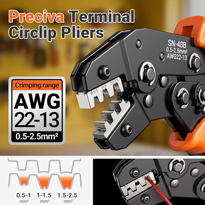 Preciva Spade Connector Crimping Kit, 28 Types Wire Connector Kit Wire Crimper AWG 22-13 with 420PCS Female Male Spade Connectors 2.8MM-6.3MM and 270 PCS Insulation Sleeves