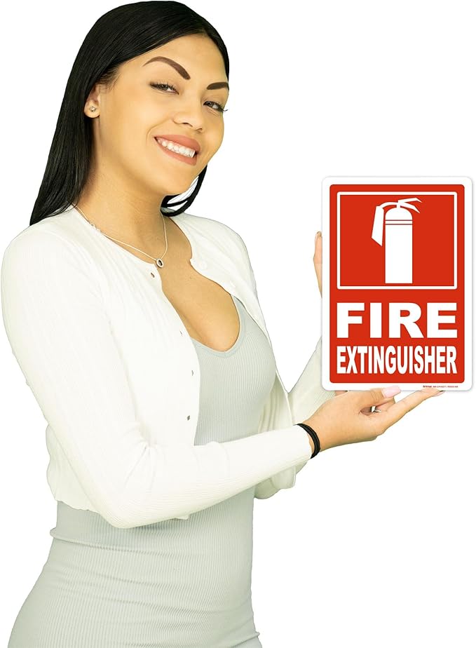 Brimar - 7" x 10" - Fire Extinguisher Sign - 3.5 Mil InfiniStick™ Vinyl Label - Clear Identification - Easy Installation