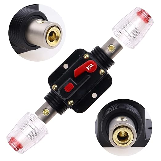 12V-24V DC 30A Fuse Holder Fuse Inverter Circuit Breaker Fuse Manual Reset for Boat Car Audio Stereo Switch and Solar Inverter System 30 Amps
