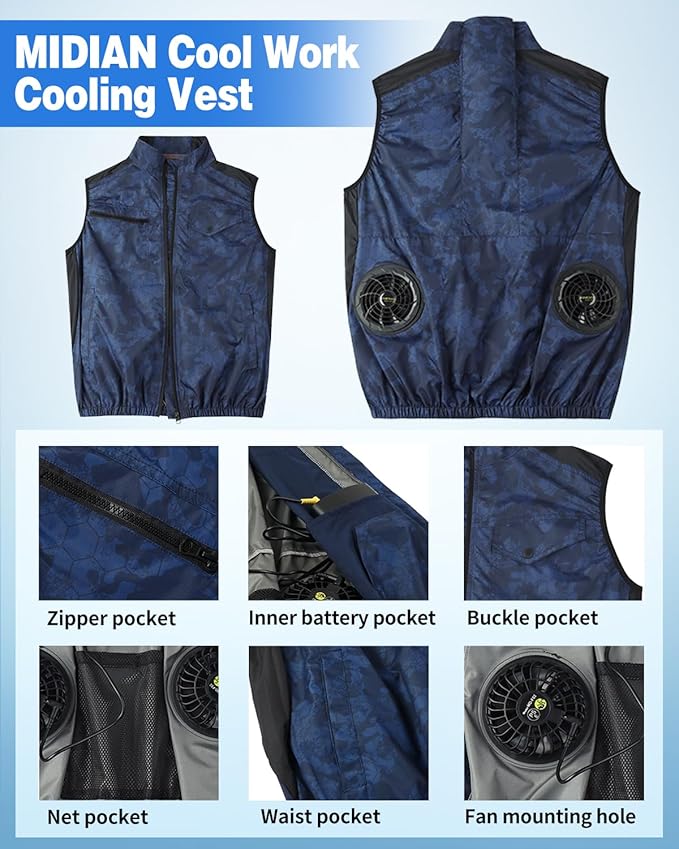 Air Conditioning Vest with 30V High-Power Fans 20000mAh Battery Cooling Workwear for Hot Summer Outdoor & Industrial Use