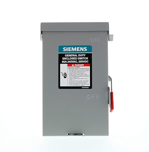 SIEMENS 3P 60A 240V General Duty Safety Switch Indoor, Non-Fusible