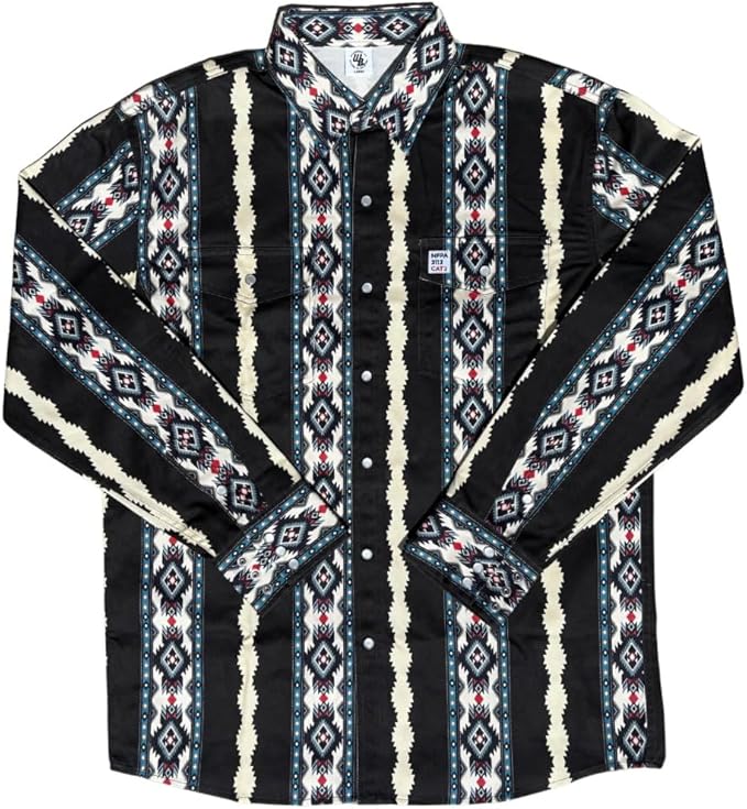 WoahBros FR Shirts for Men, 8oz Midweight Flame Resistant Welding Shirt, 100% Cotton, Pearl Snap Buttons - CAT2/NFPA2112