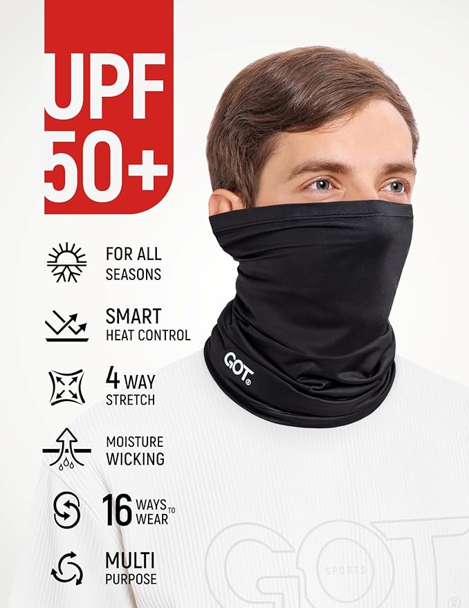 GOT Sports Cooling Neck Gaiter - UPF 50+ Fishing Face Mask for Men Women - Thermoregulation & UV Sun Protection