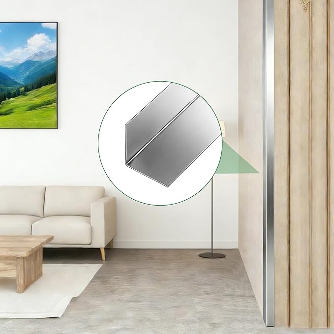 10 Pieces 1-1/8 x 48Inch Wall Corner Protector Guards, Stainless Steel Walls Edge Protector for Walls, Cabinet, Door Frame Protection, Adhesive Tape Not Included