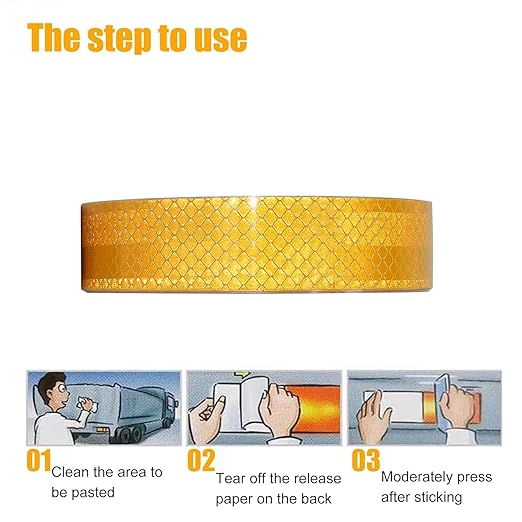 Reflective Tape, Waterproof Self Adhesive Dot Reflective Tape Outdoor Safety Caution Reflector for Trailers, Bikes, Cars（Yellow, 1 Inch x 115 Feet）