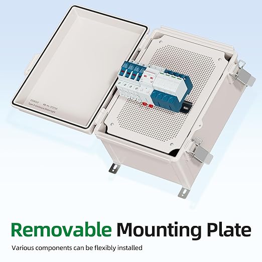 UL Certified Junction Box, NEMA 6 Weatherproof 94V-0 Flame Retardant, Plastic Electrical Enclosure for Industrial Projects, Includes Mounting Plate (Grey Cover, 14.6"×10.6"×5.9")