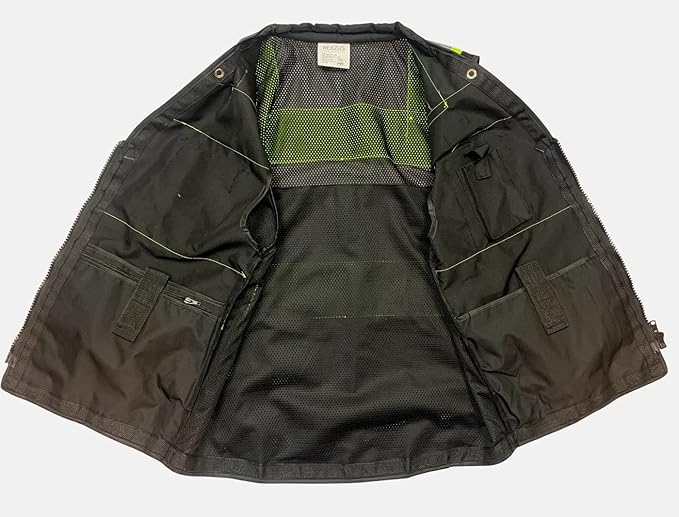 Vero1992 Safety Vest Black For Men's Class 2 Heavy Duty Utility Pockets Premium Black Series (X-Large)