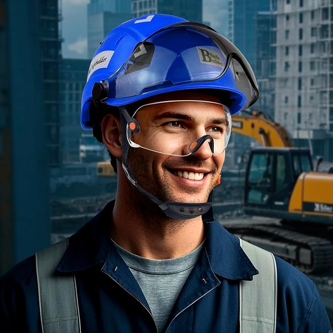 Construction Safety Helmet with Build-in Visor ABS Hard Hat with Visor Adjustable Ventilation Hardhats Work Head Protection ANSI/ISEA Z89.1