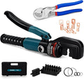 Hydraulic Crimping Tool and Cable Cutter, 12 AWG to 00 (2/0), 10 Tons Electrical Terminal Cable Wire Tool Kit with 9 Die Sets and 6pcs Ring Terminals