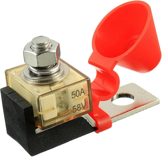 50 AMP MRBF Terminal Block Fuse Holder Single Stud 5/16" (M8) Compact Rated Battery Fuse 50A