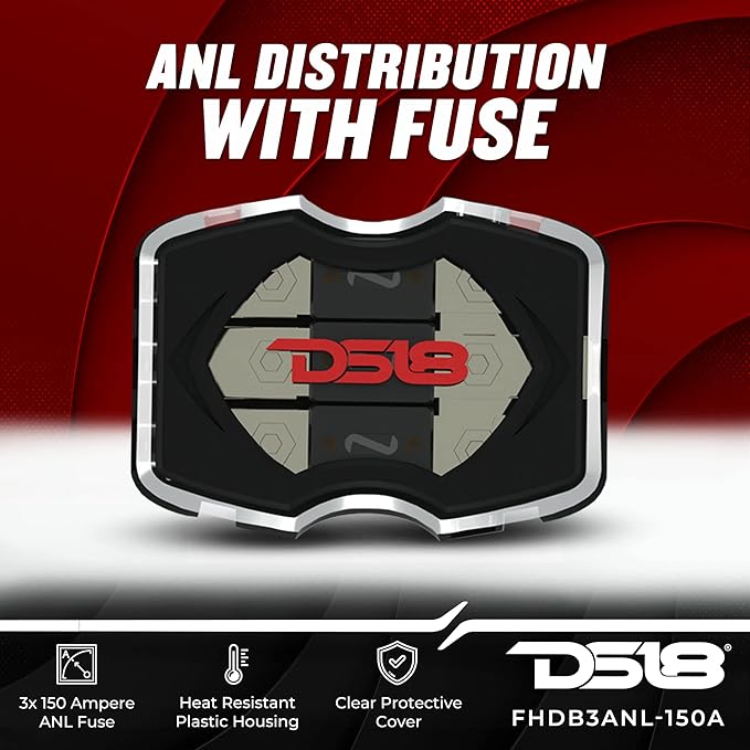 DS18 3ANL-150A/1X0GA In/3X4GA Out ANL Fuse Distribution Holder with Three 150A Fuses