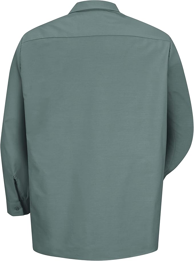 Red Kap Men's Long Sleeve Industrial Work Shirt | Moisture Wicking Button Up, Wrinkle Resistance Fights Fading & Stains