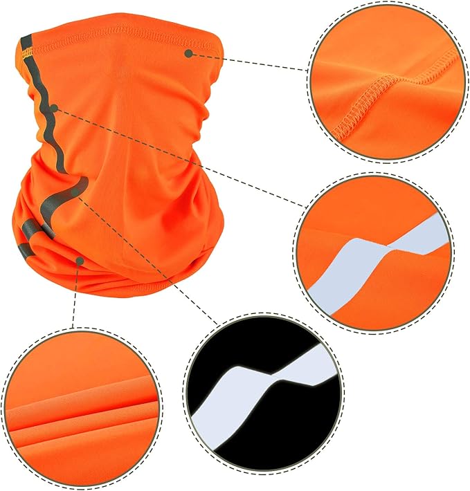 SATINIOR 2 Pcs Sun Hard Hat Neck Protection High Visibility Full Brim Mesh Sun Protection and Neck Gaiter Bandana Face Scarf for Construction Helmet Hard Hat Accessories, Reflective(Orange)