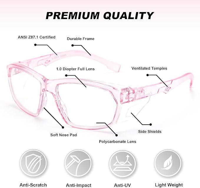 ProtectX Classic Safety Glasses, Anti-Fog Scratch Resistant Lenses, Protective Eyewear for Work, Indoor/Outdoor, ANSI Z87.1