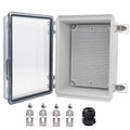 Waterproof Electrical Box, IP67 Junction Box Stainless Steel Latch Hinged Clear Cover Project Enclosure with Wall Bracket 8.7"x6.7"x4.3"