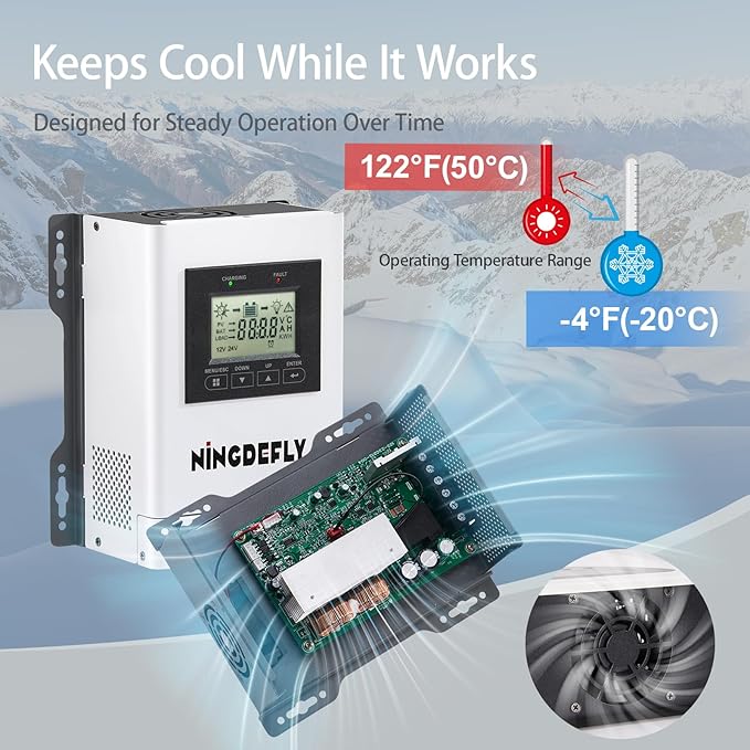 30A Mppt Solar Charge Controller 12V 24V Solar Panel Charge Controller Intelligent Regulator with LCD Display Charge for Gel LiFePO4 SLD FLD Batteries