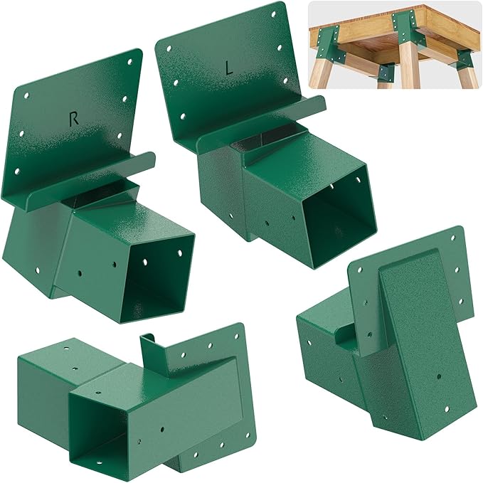Dolibest Heavy Duty Deer Stand Brackets, 4x4 Compound Angle Bracket, Powder Coated Elevated Bracket for Outdoor Platforms, Deer Hunting, Shooting Shack, Observation Decks& Tree Houses (4Pack)